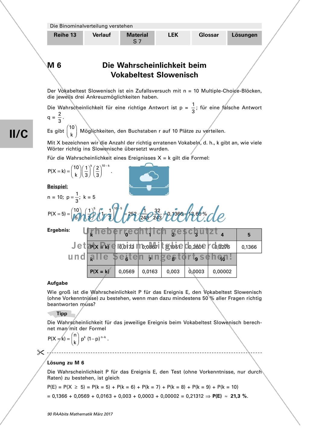 Vokabeltest Slowenisch - Einführung in die Binomialverteilung Preview 7