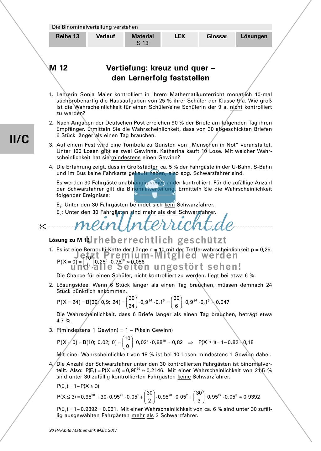 Binomialverteilung: Lernerfolgskontrolle Preview 1