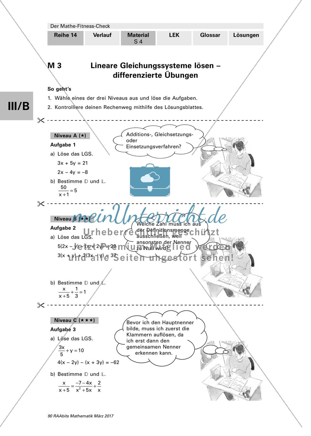 Lineare Gleichungssysteme - differenzierte Übungen Preview 1