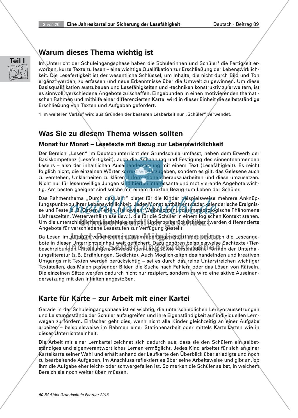 Erweiterung der Lesefähigkeit: Mit Texten durch das Jahr Preview 2