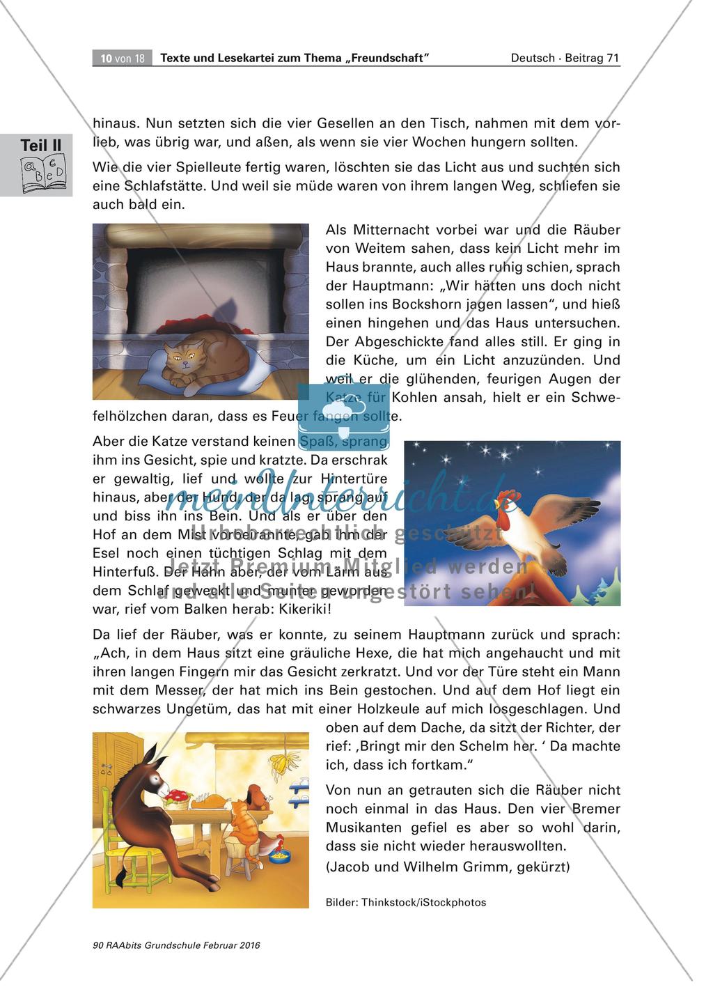 Texte und Lesekartei zum Thema