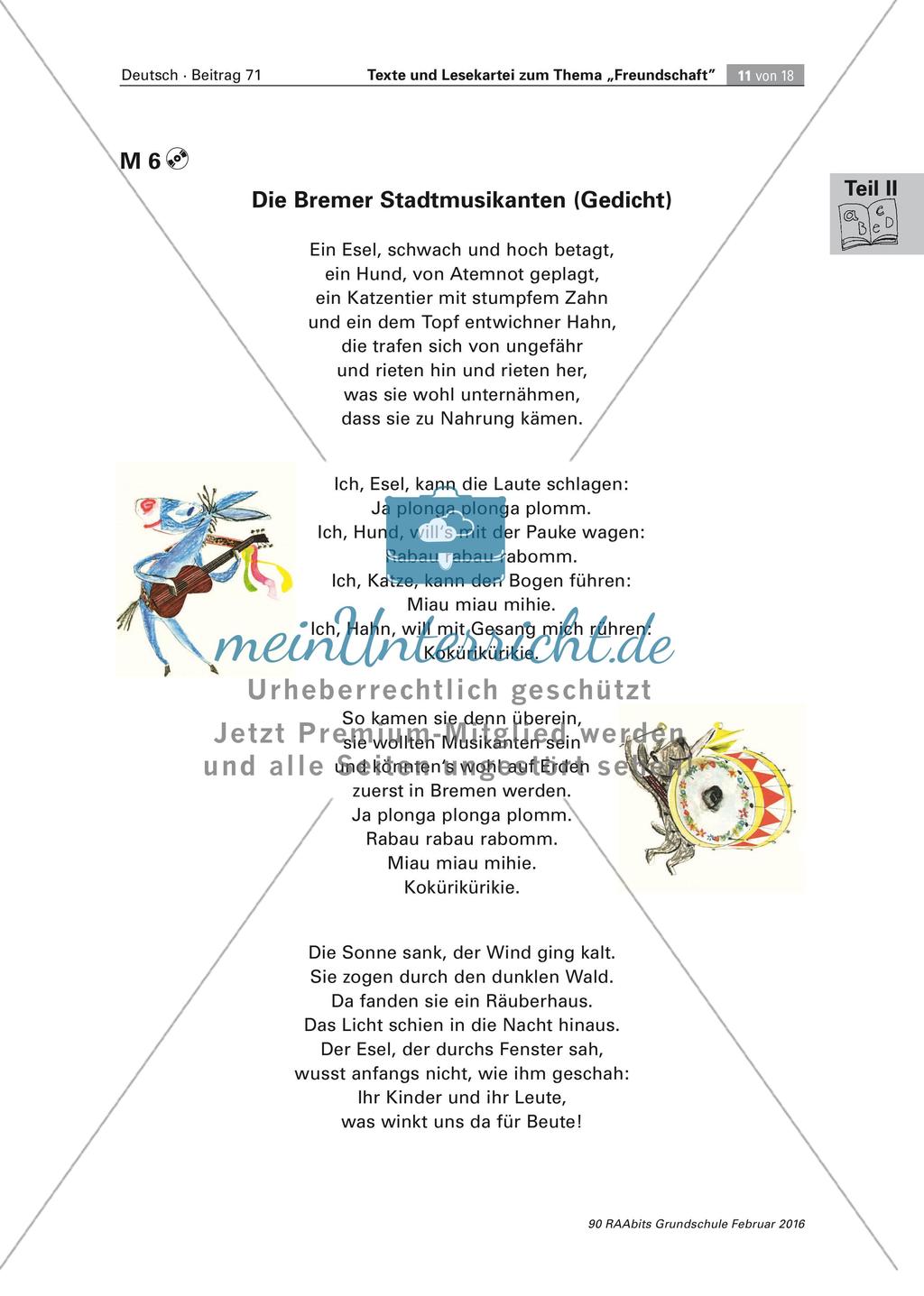 Texte und Lesekartei zum Thema