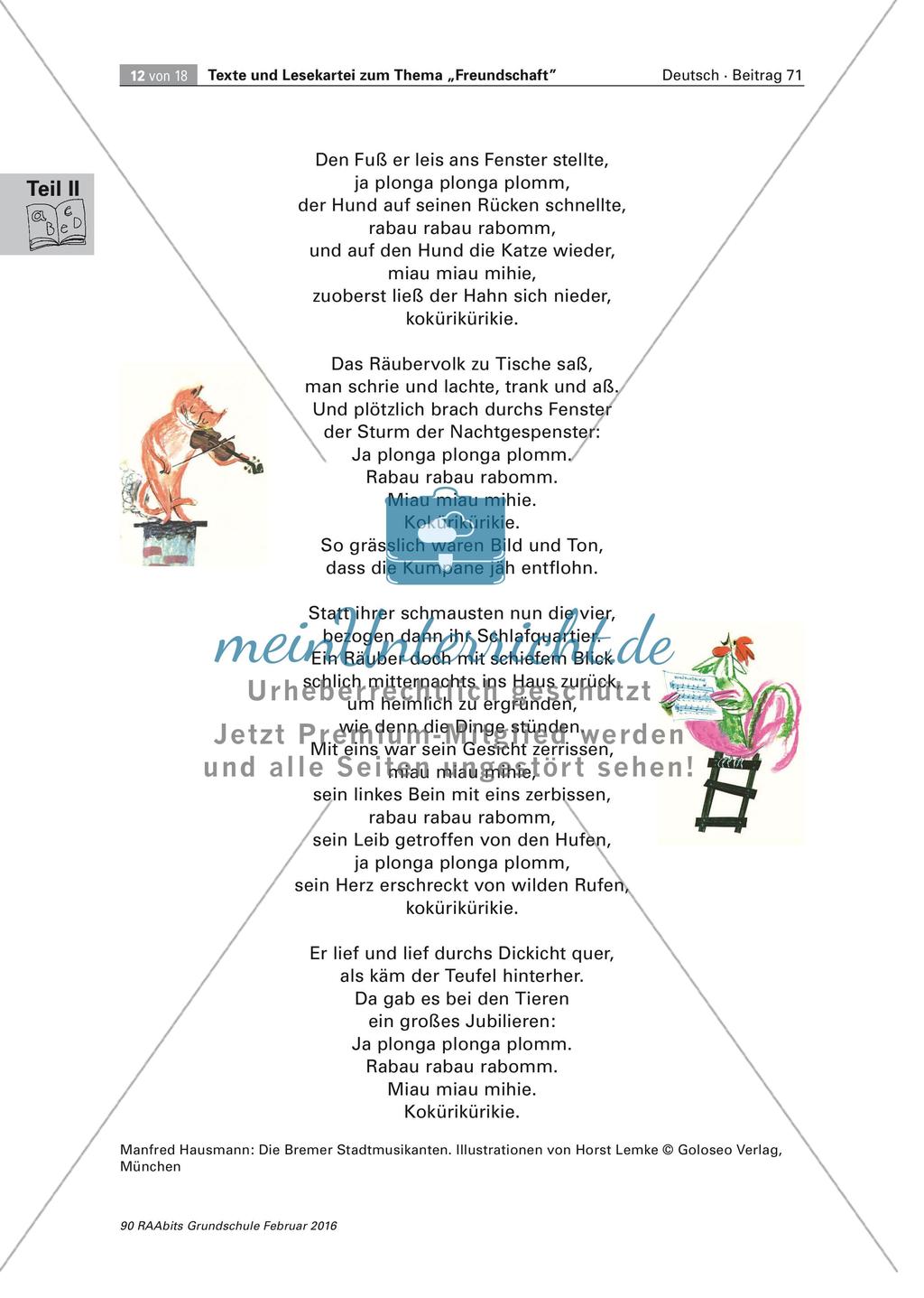 Texte und Lesekartei zum Thema