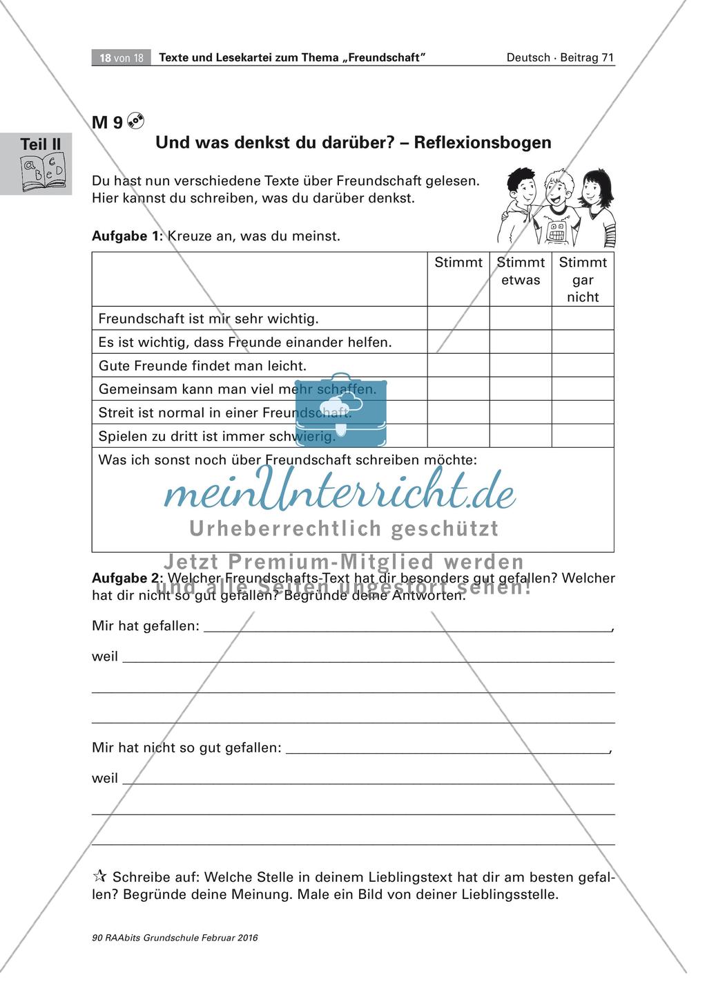 Texte und Lesekartei zum Thema