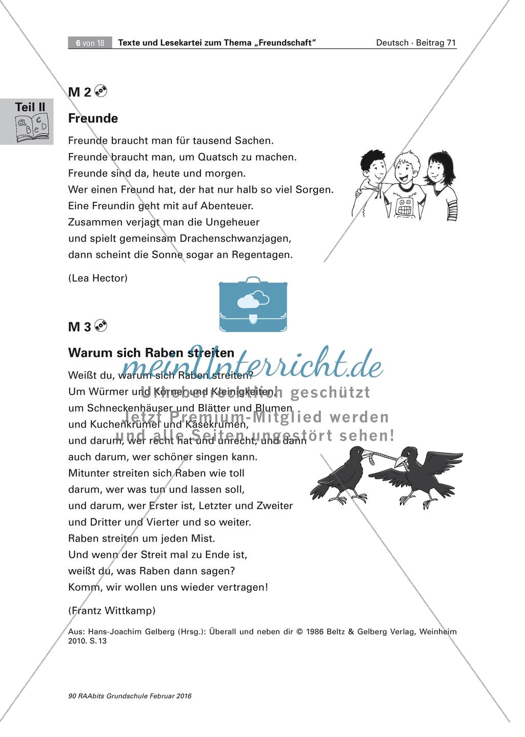 Texte und Lesekartei zum Thema