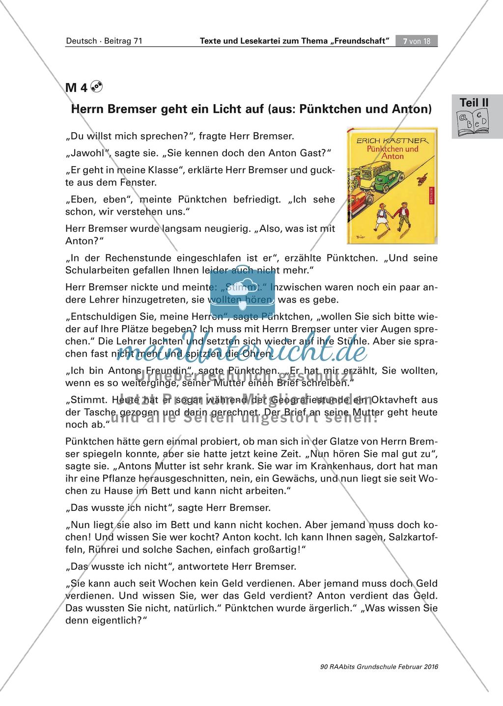 Texte und Lesekartei zum Thema
