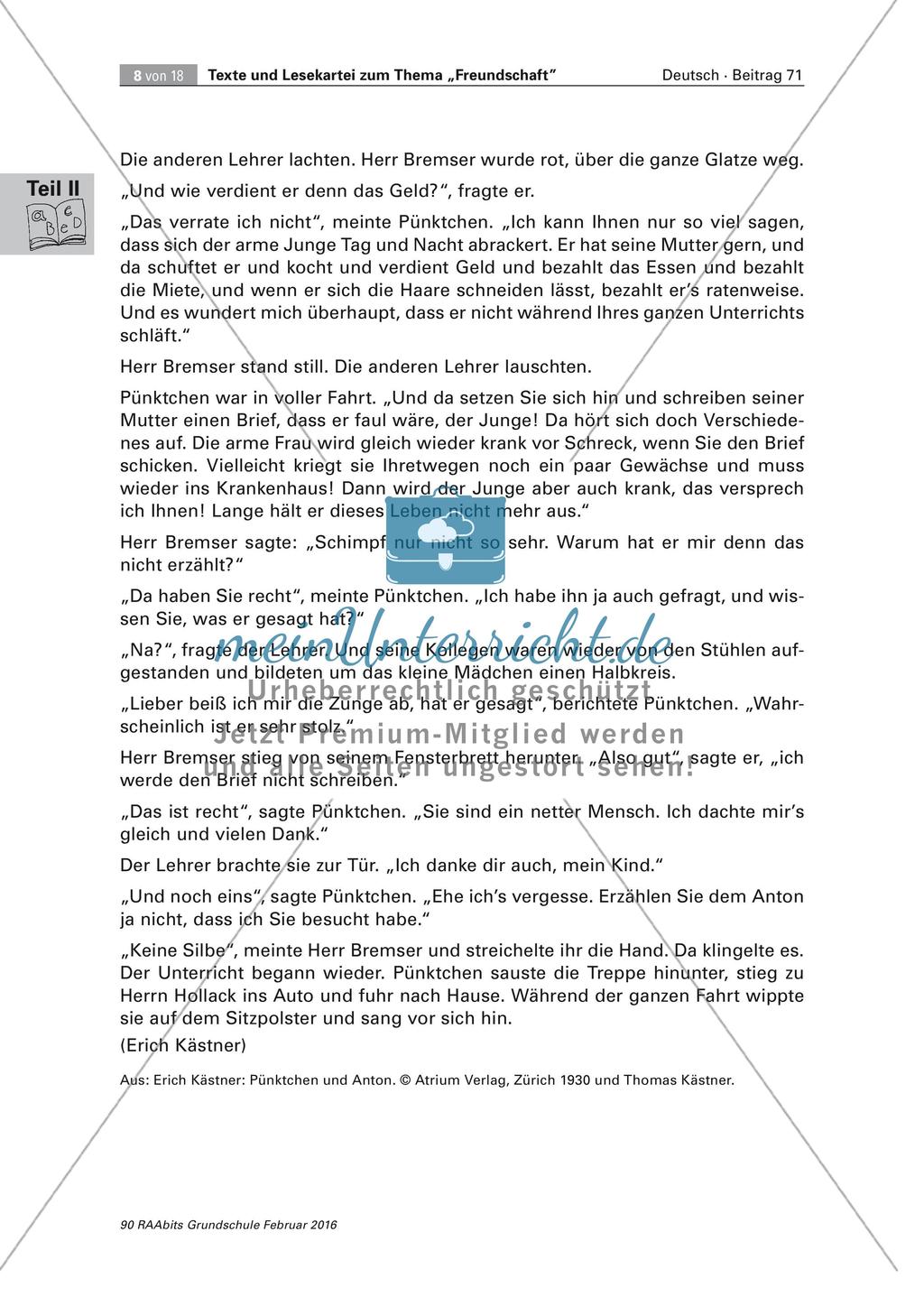 Texte und Lesekartei zum Thema