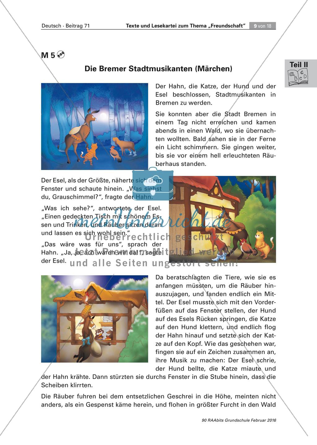 Texte und Lesekartei zum Thema
