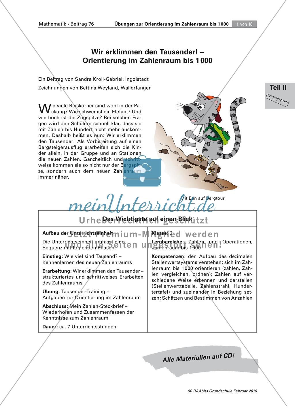 Orientierung im Zahlenraum bis 1000 Preview 1