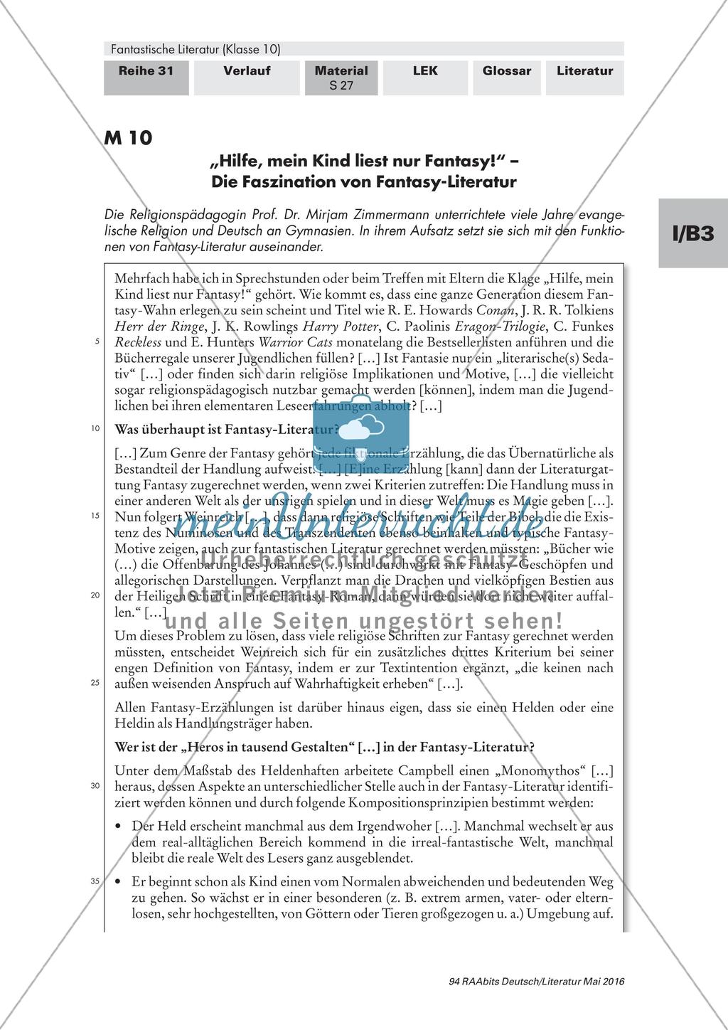 Fantastische Literatur: Legitimation - meinUnterricht