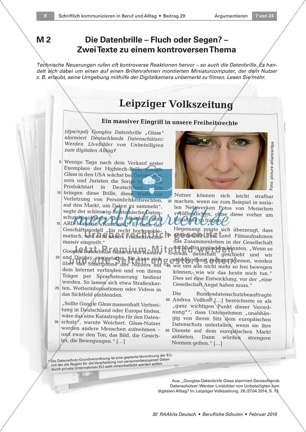 Textgebundene Erörterung: Sammlung von Argumenten Preview 2