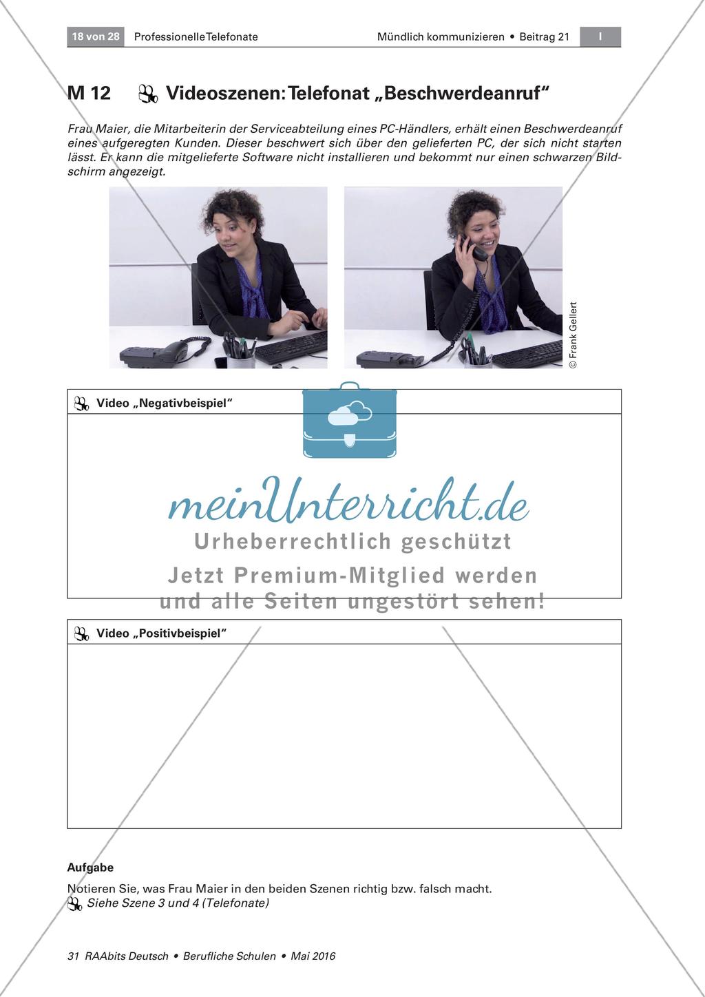 Geschäftliche Telefonate - Umgang mit Beschwerden Preview 2