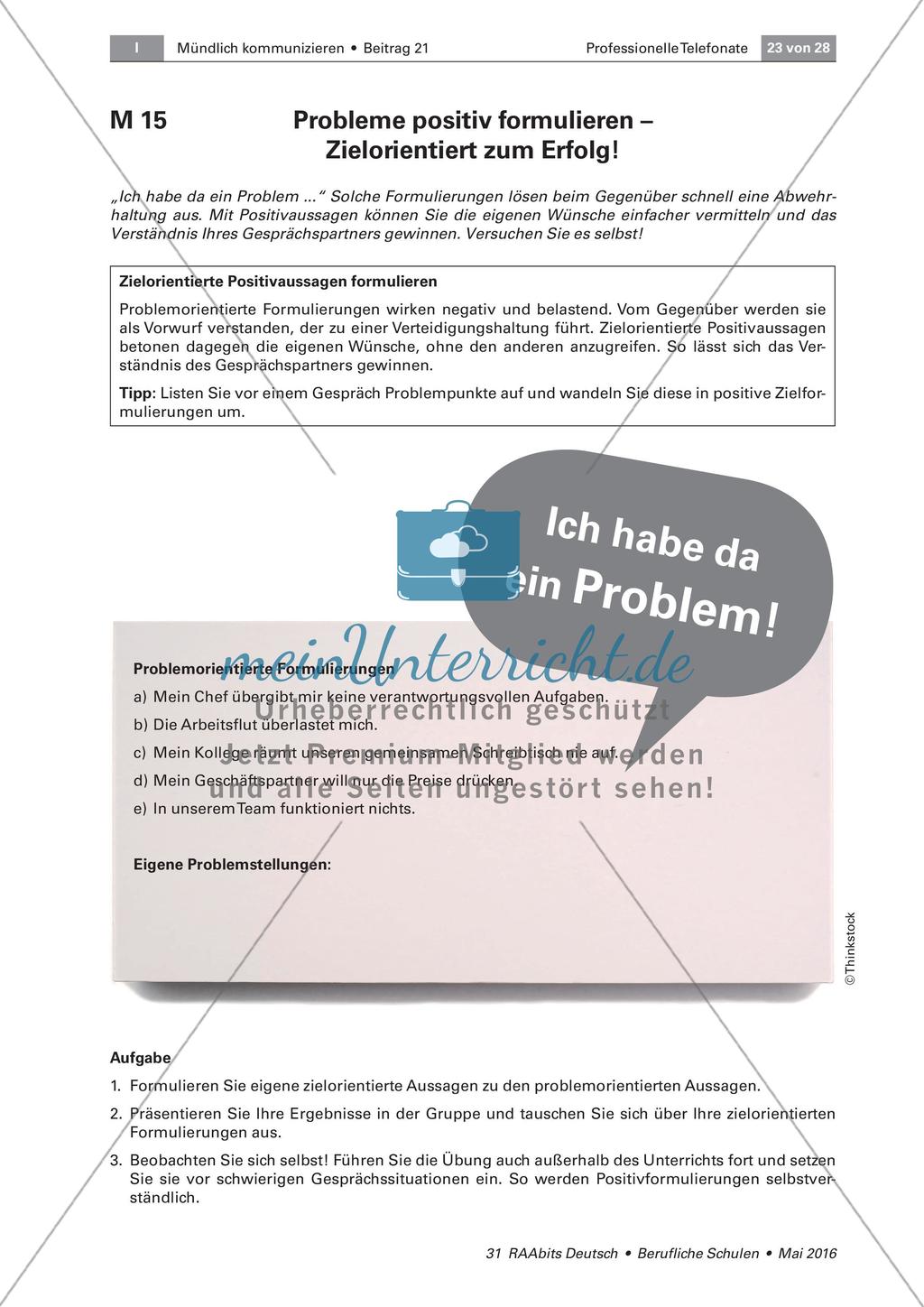 Geschäftliche Telefonate - Zielführende Äußerung von Wünschen Preview 1