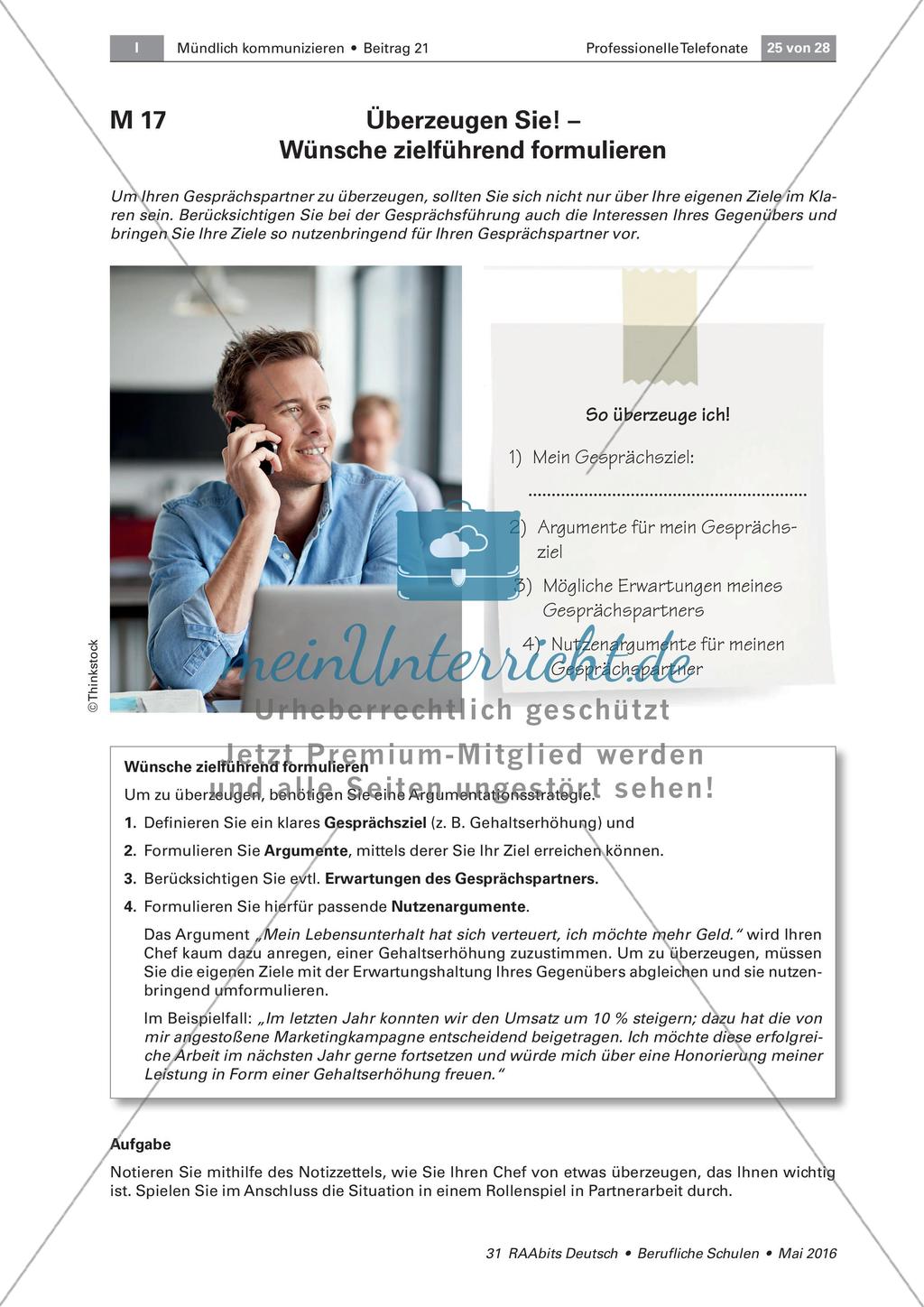 Geschäftliche Telefonate - Zielführende Äußerung von Wünschen Preview 3