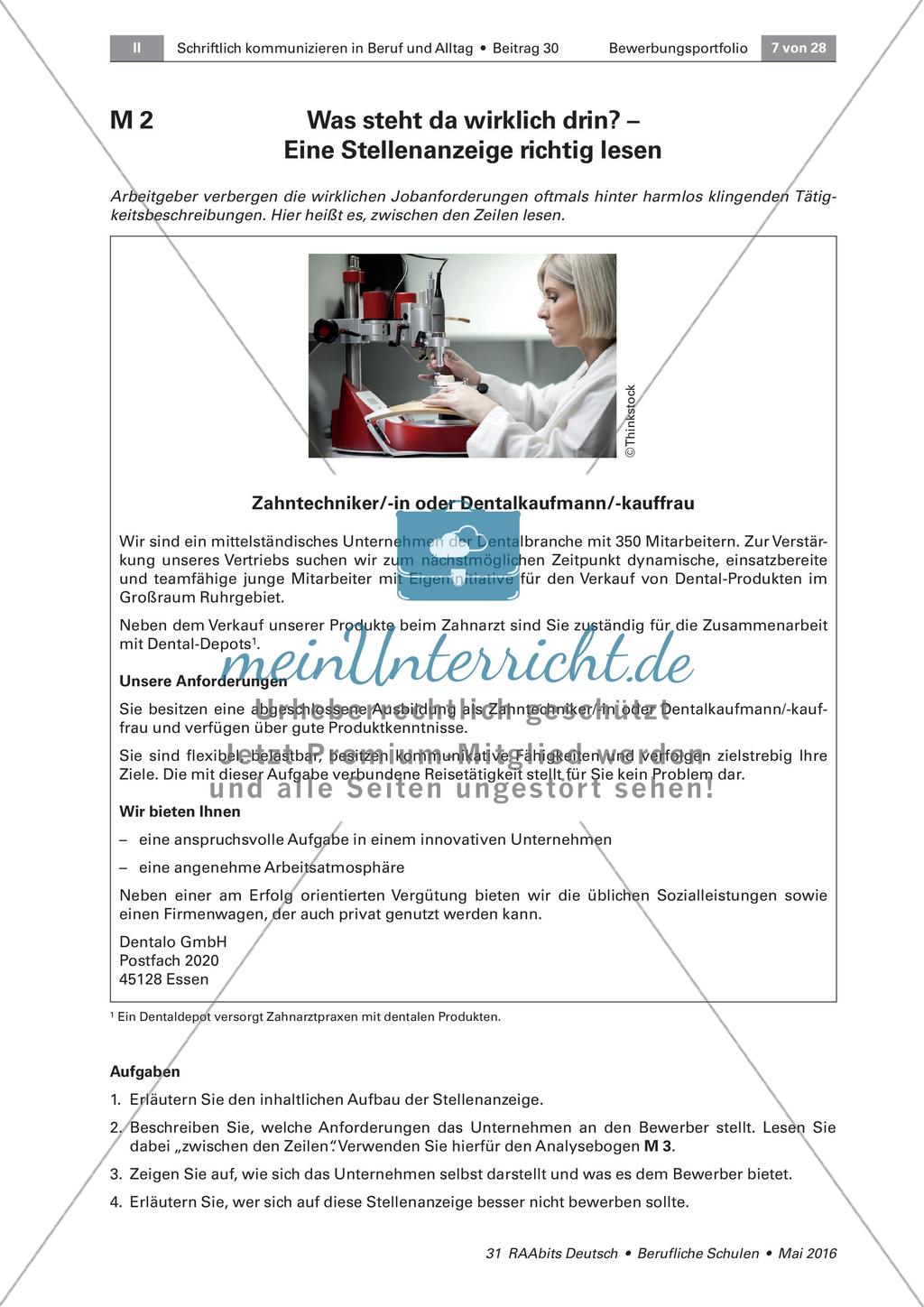 Gelungene Bewerbung - Analyse einer Stellenanzeige Preview 1