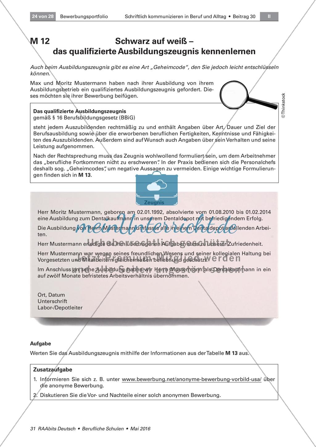 Gelungene Bewerbung - Ausbildungszeugnis Preview 1