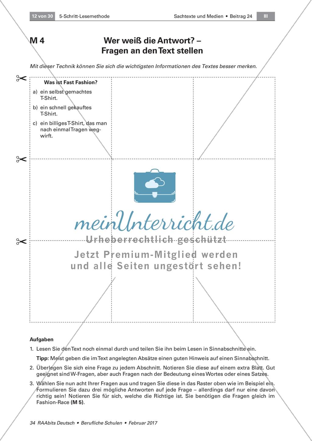 5-Schritt-Lesemethode: Schritt 1 und 2 - Überfliegen eines Textes und Fragen stellen Preview 3