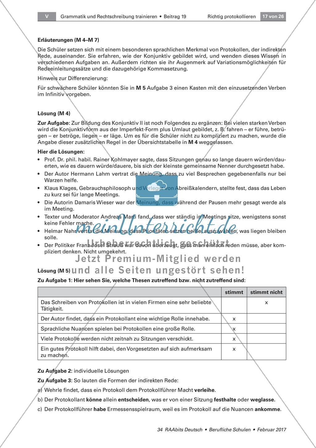 Protokoll: Indirekte Rede und Zeichensetzung Preview 7