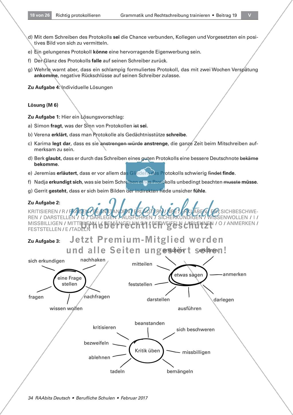 Protokoll: Indirekte Rede und Zeichensetzung Preview 8