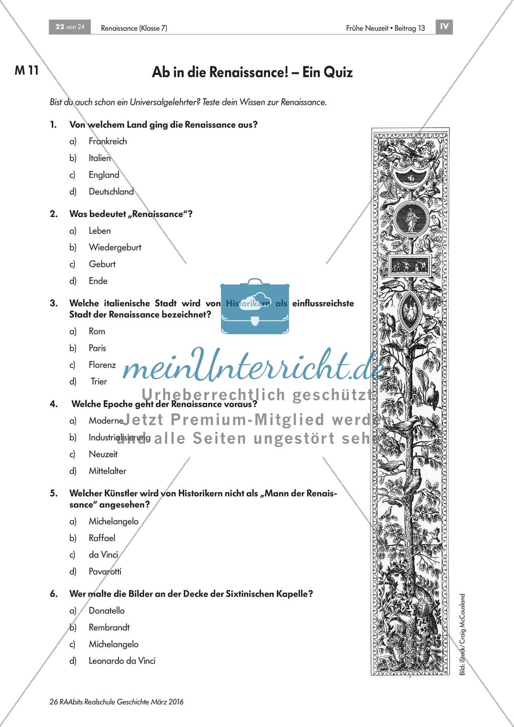 Die Renaissance: Lernerfolgskontrolle Preview 1