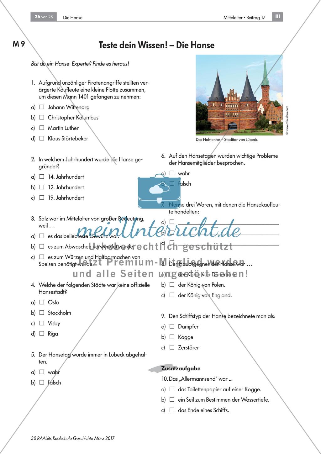Die Hanse – Lernerfolgskontrolle Preview 1