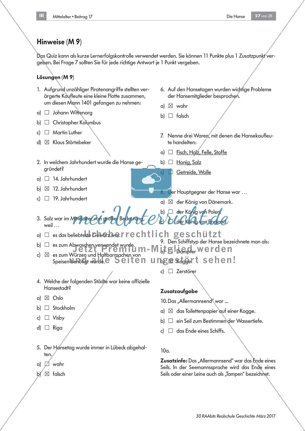 Die Hanse – Lernerfolgskontrolle Preview 2