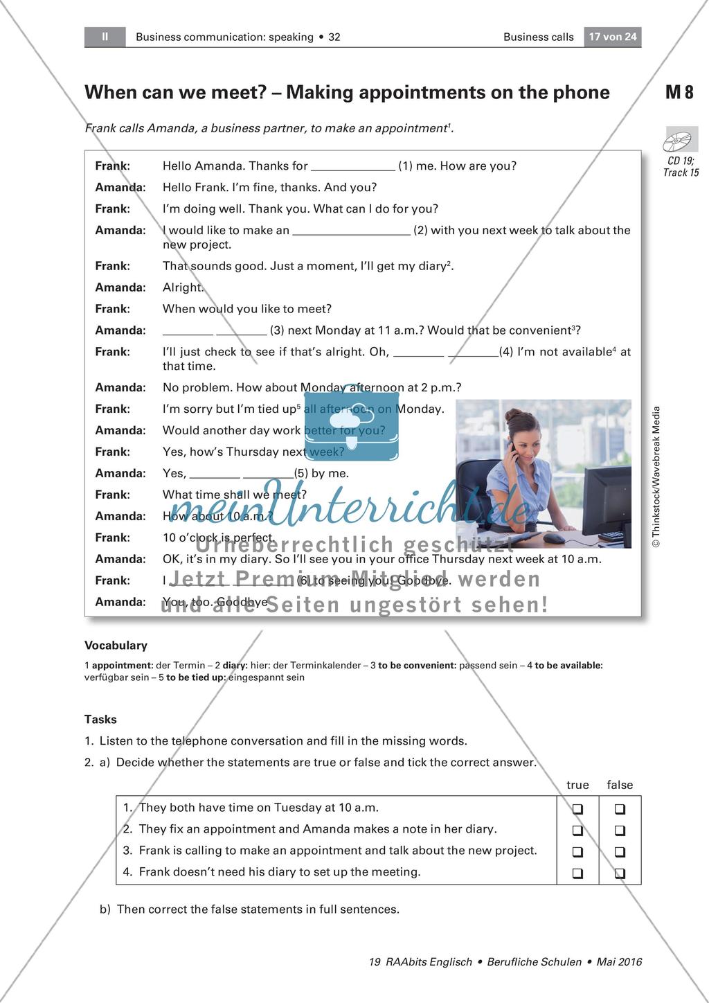 Telephone skills - Making appointments Preview 1