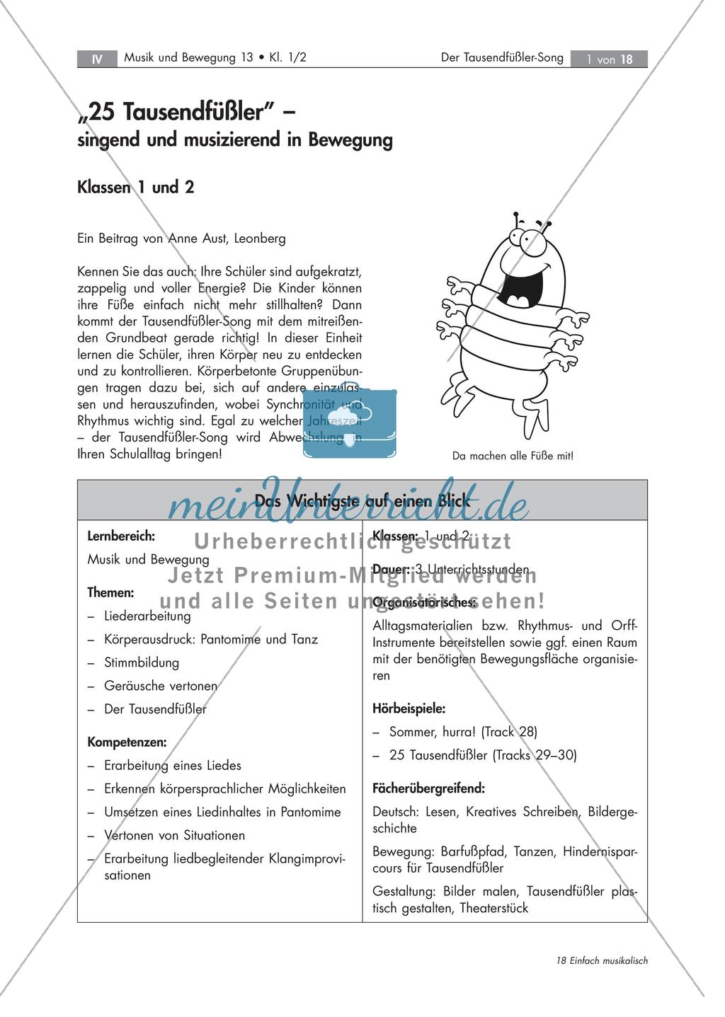Bewegung und Liederarbeitung:
