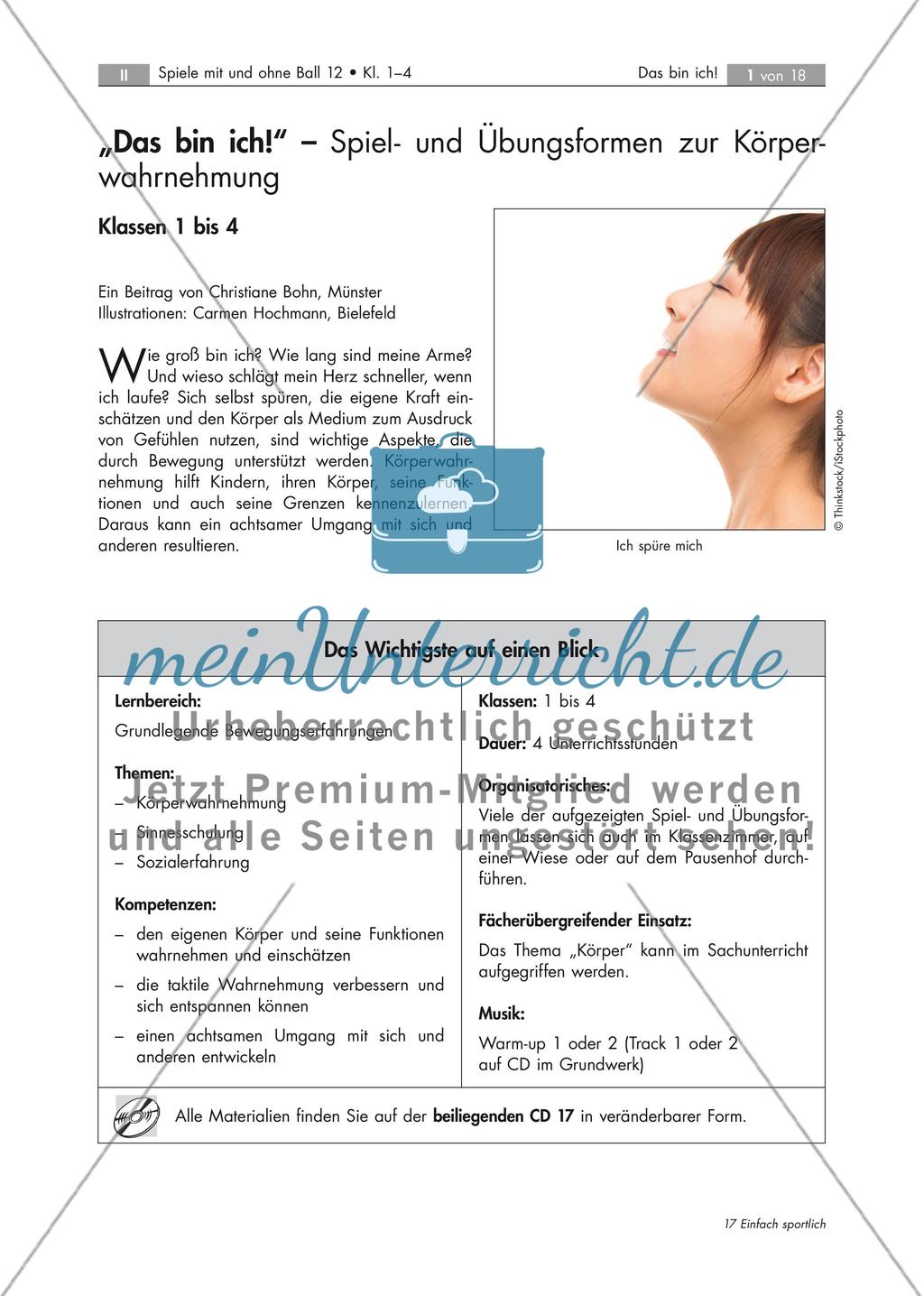 Spiel- und Übungsformen zur Körperwahrnehmung Preview 1