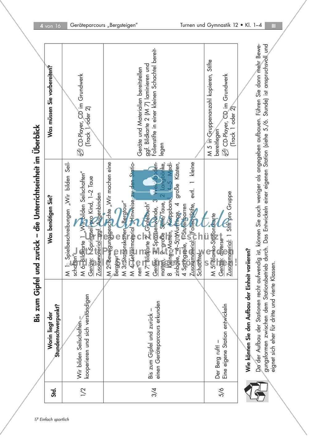 Geräteparcours zum Thema