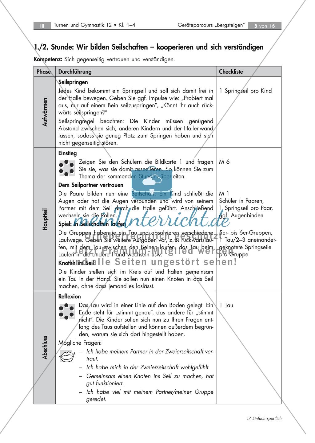 Geräteparcours zum Thema