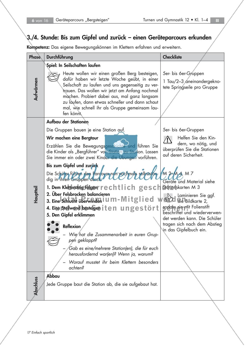 Geräteparcours zum Thema