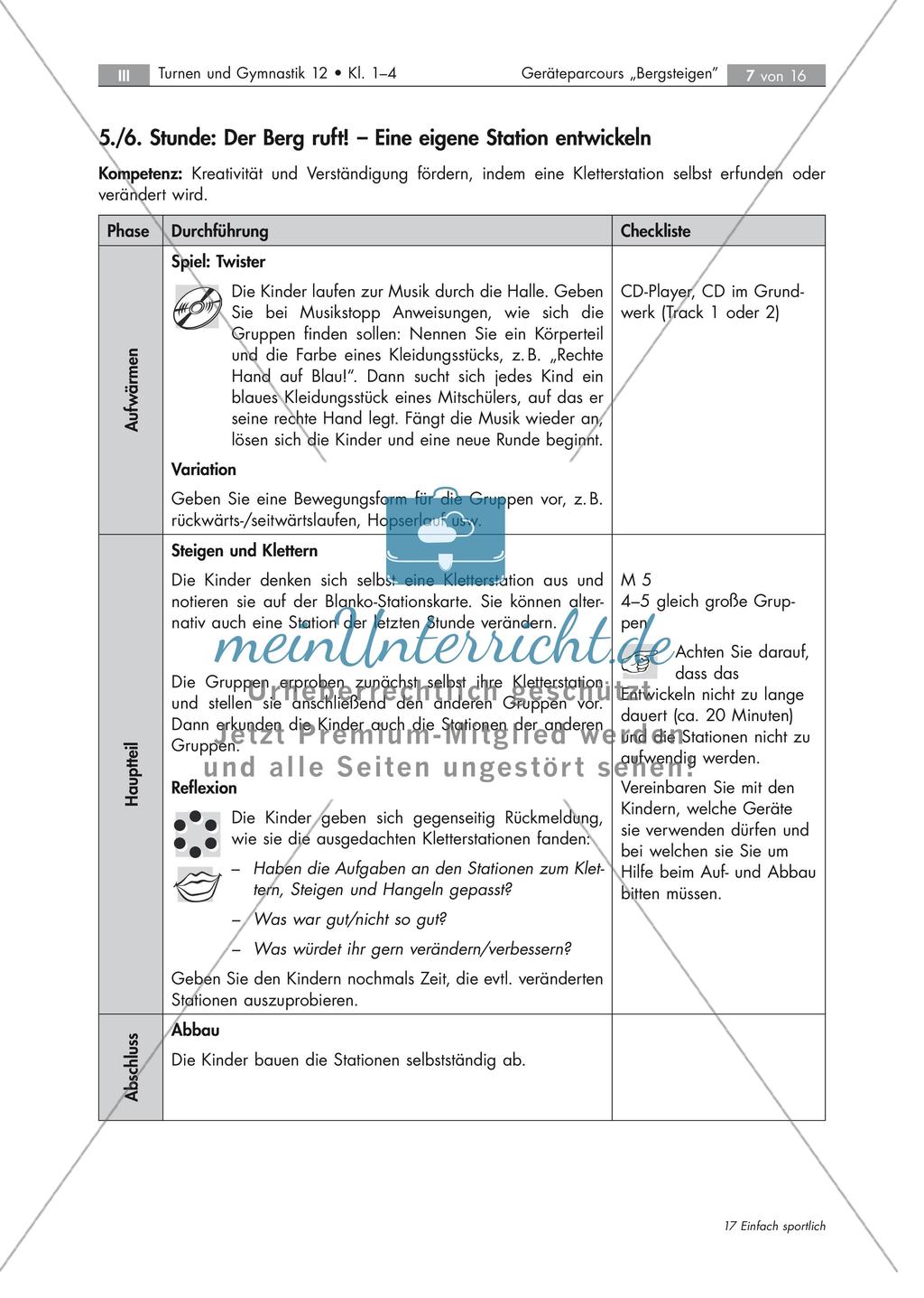 Geräteparcours zum Thema