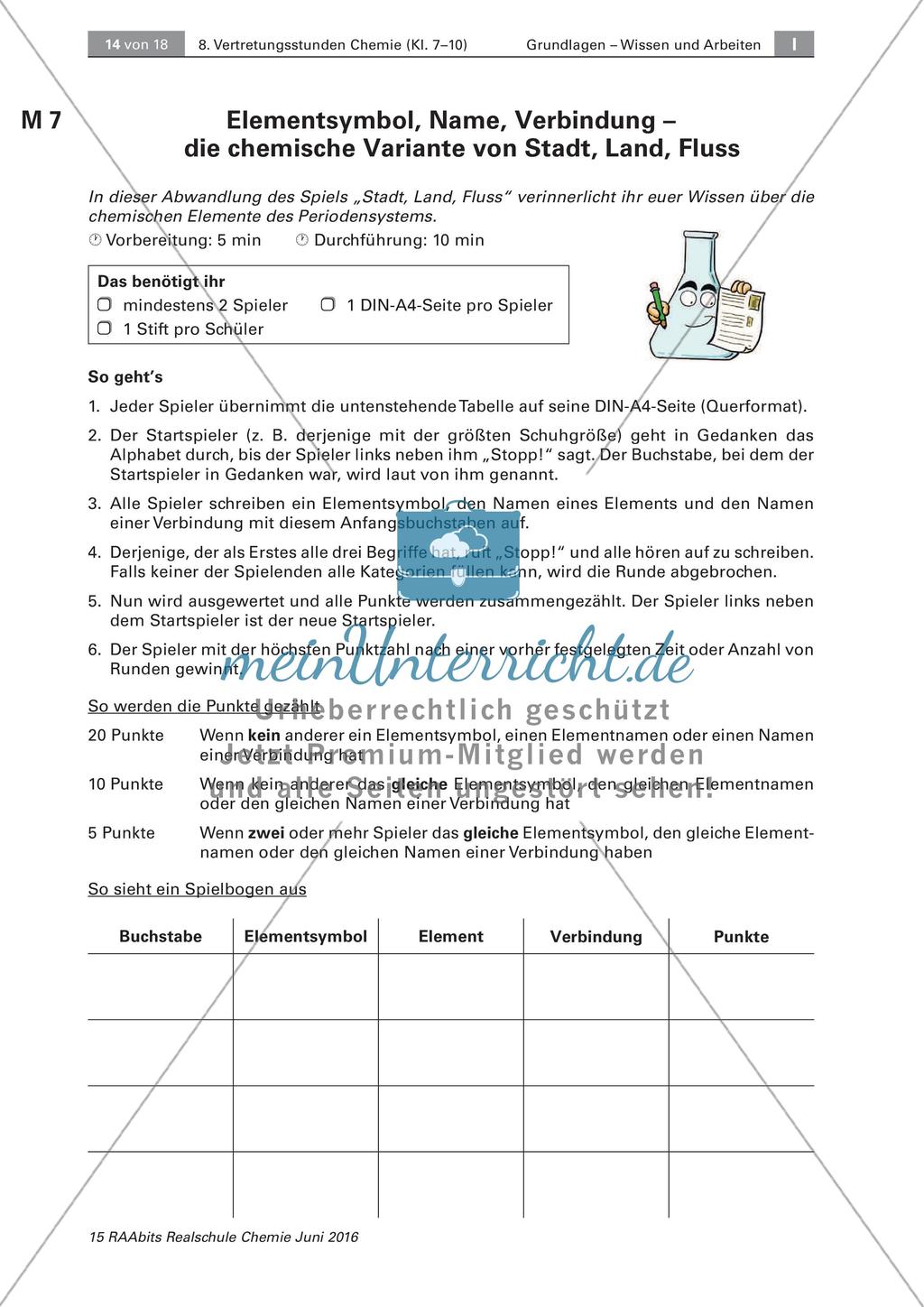 Sudoku und Stadt, Land, Fluss mit chemischen Elementen Preview 3