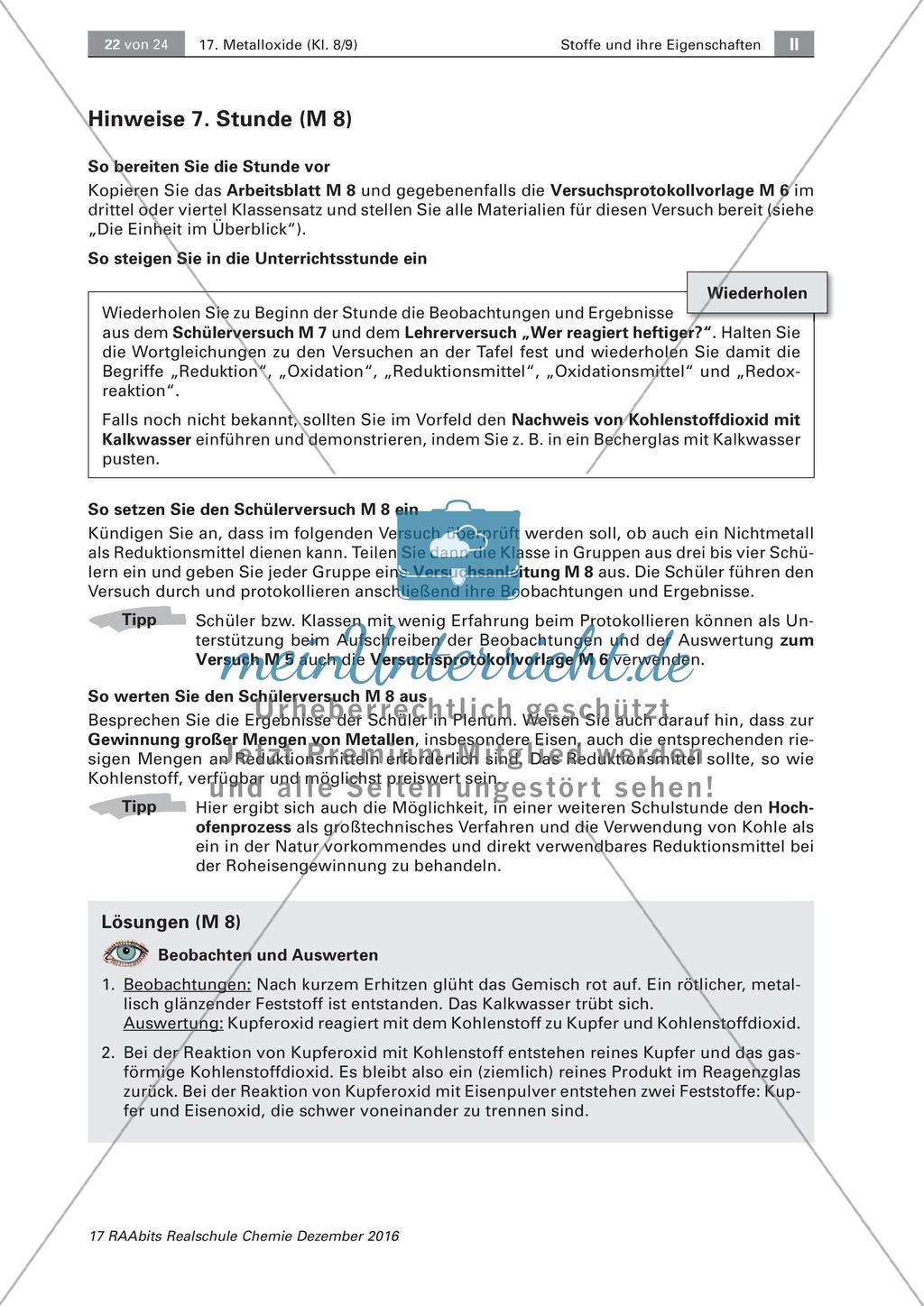 Metalloxide: Kohlenstoff als Reduktionsmittel Preview 2