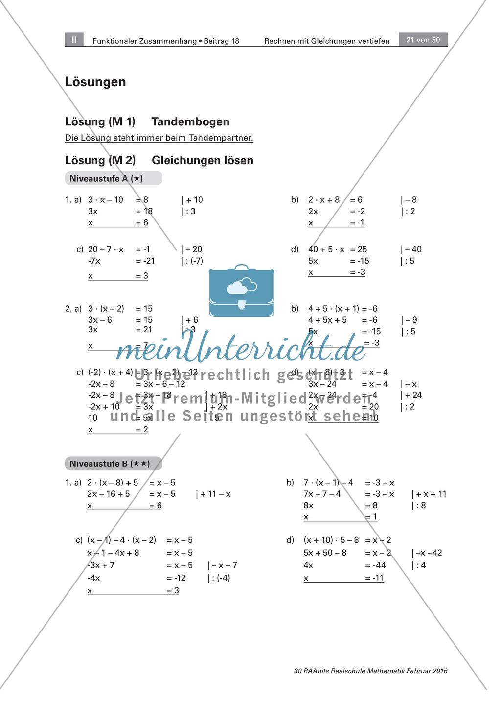 Lösungen zur Unterrichtseinheit