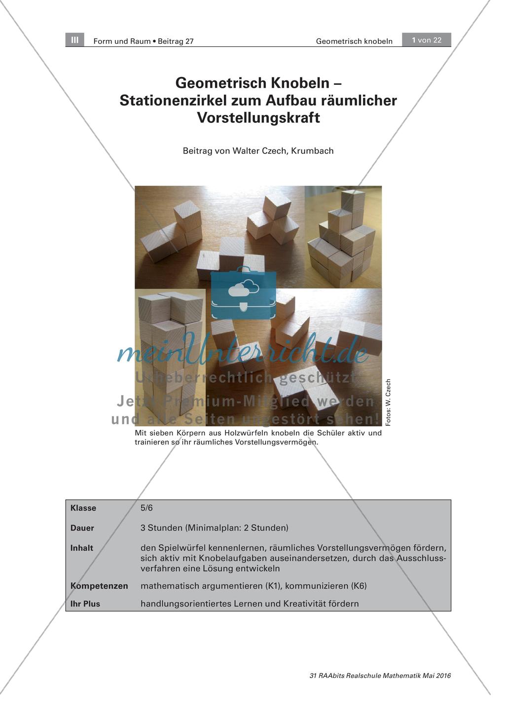Geometrisch Knobeln - Stationenzirkel zum Aufbau räumlicher Vorstellungskraft Preview 1