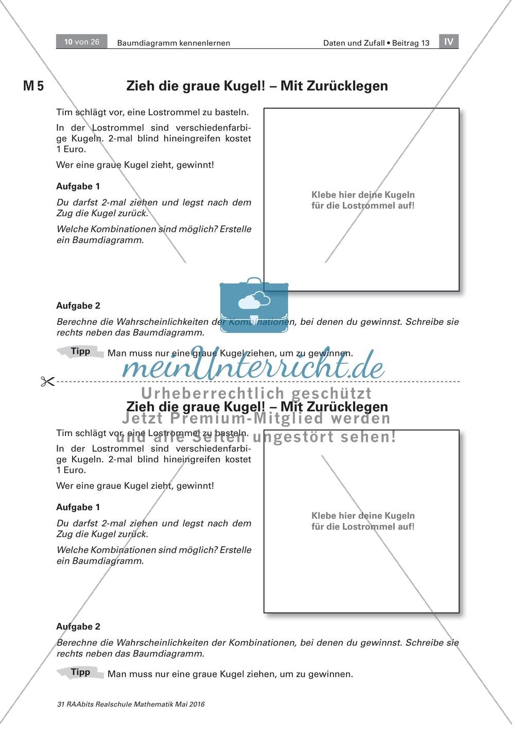 Glücksrad und Lostrommel - Wahrscheinlichkeiten im Baumdiagramm darstellen und berechnen Preview 10