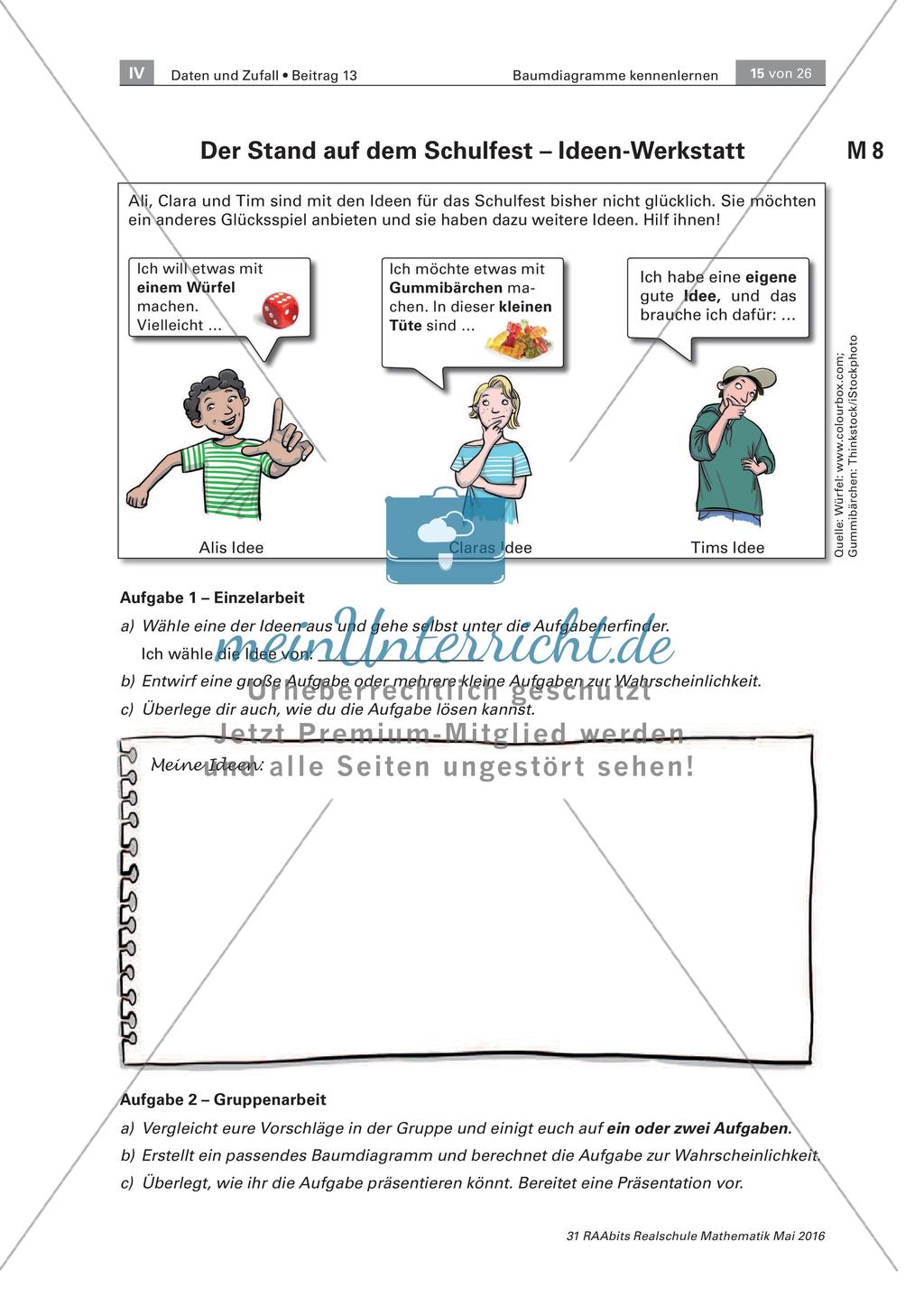 Glücksrad und Lostrommel - Wahrscheinlichkeiten im Baumdiagramm darstellen und berechnen Preview 15