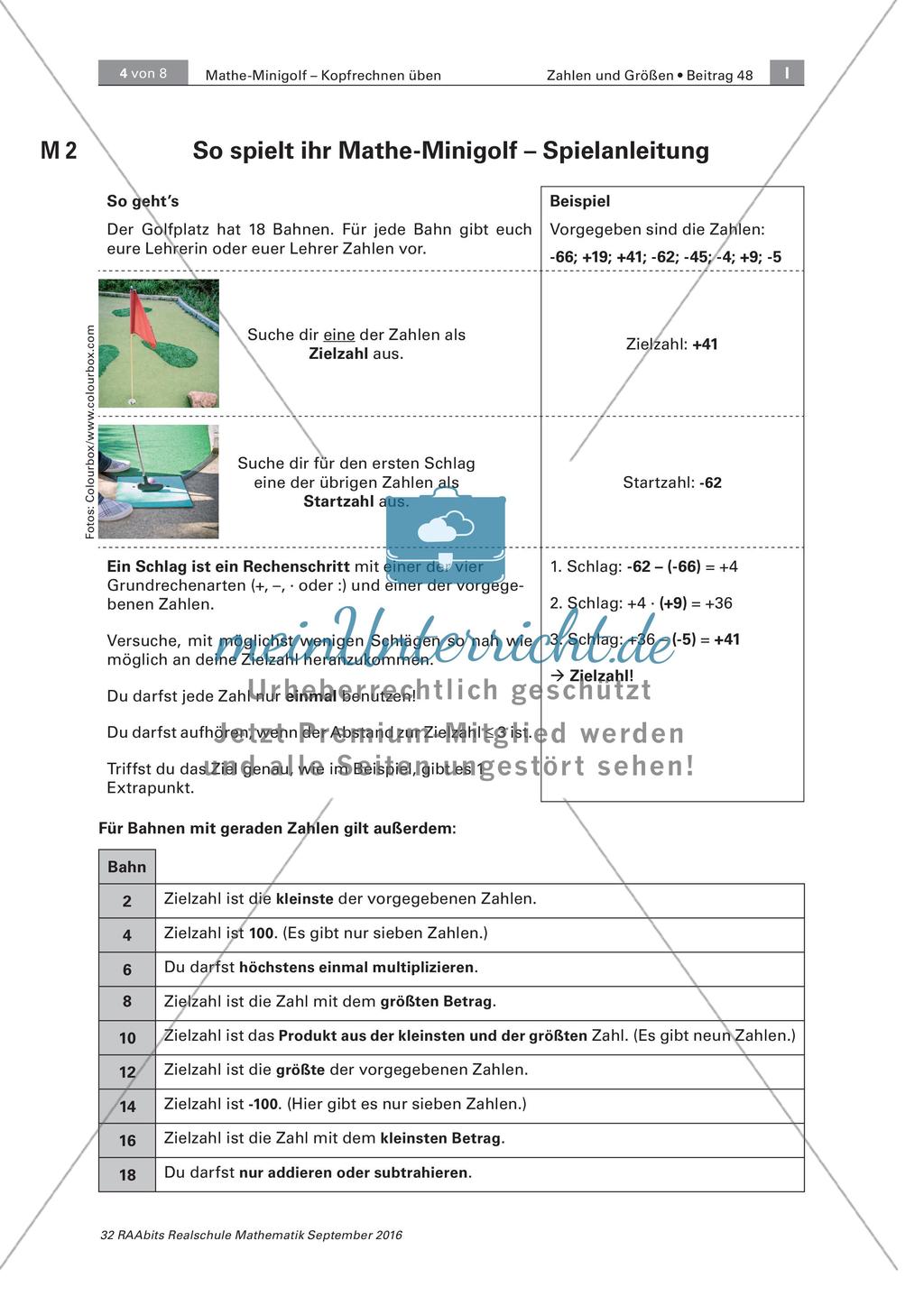 Mathe-Minigolf - Kopfrechnen üben Preview 4