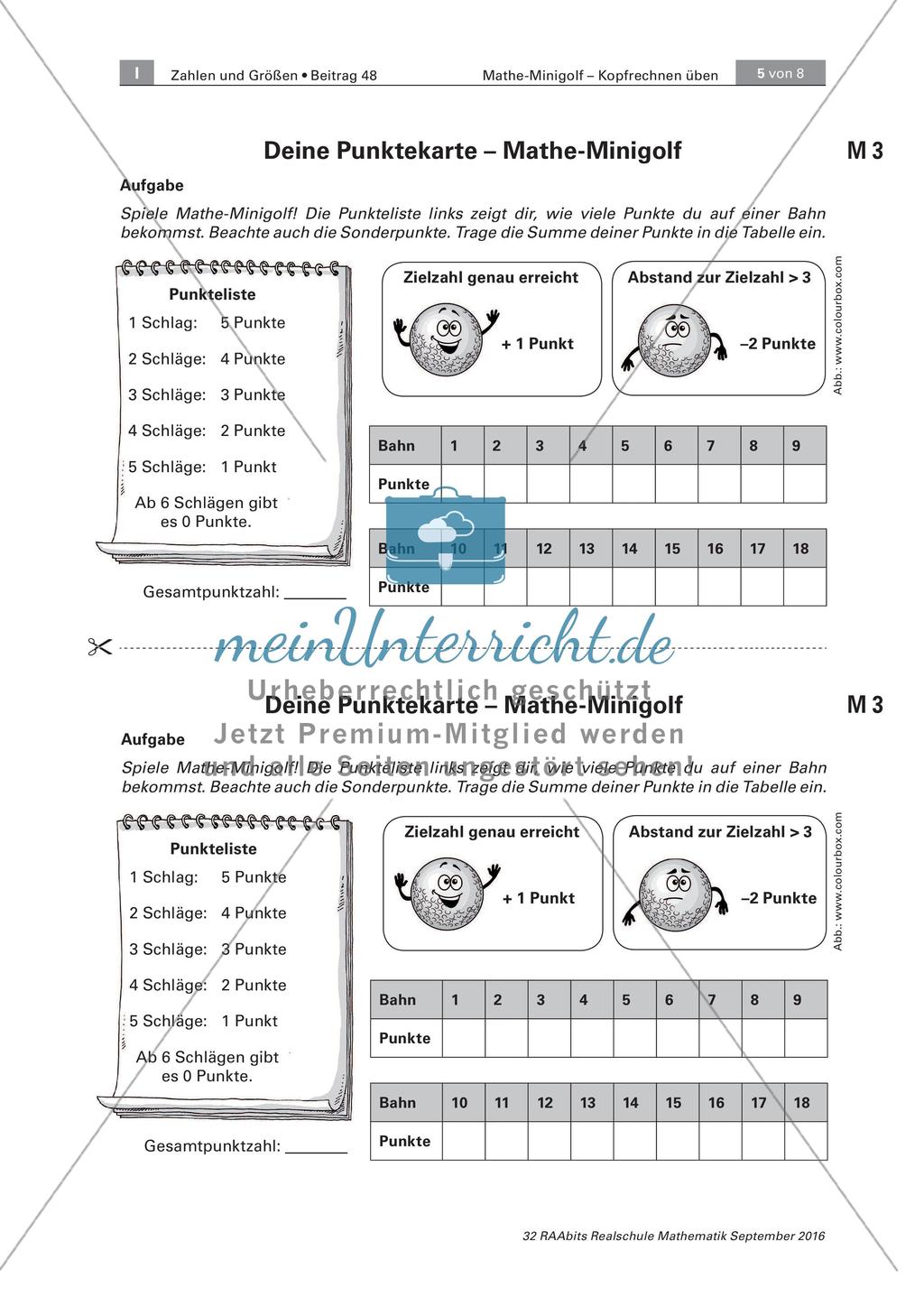 Mathe-Minigolf - Kopfrechnen üben Preview 5