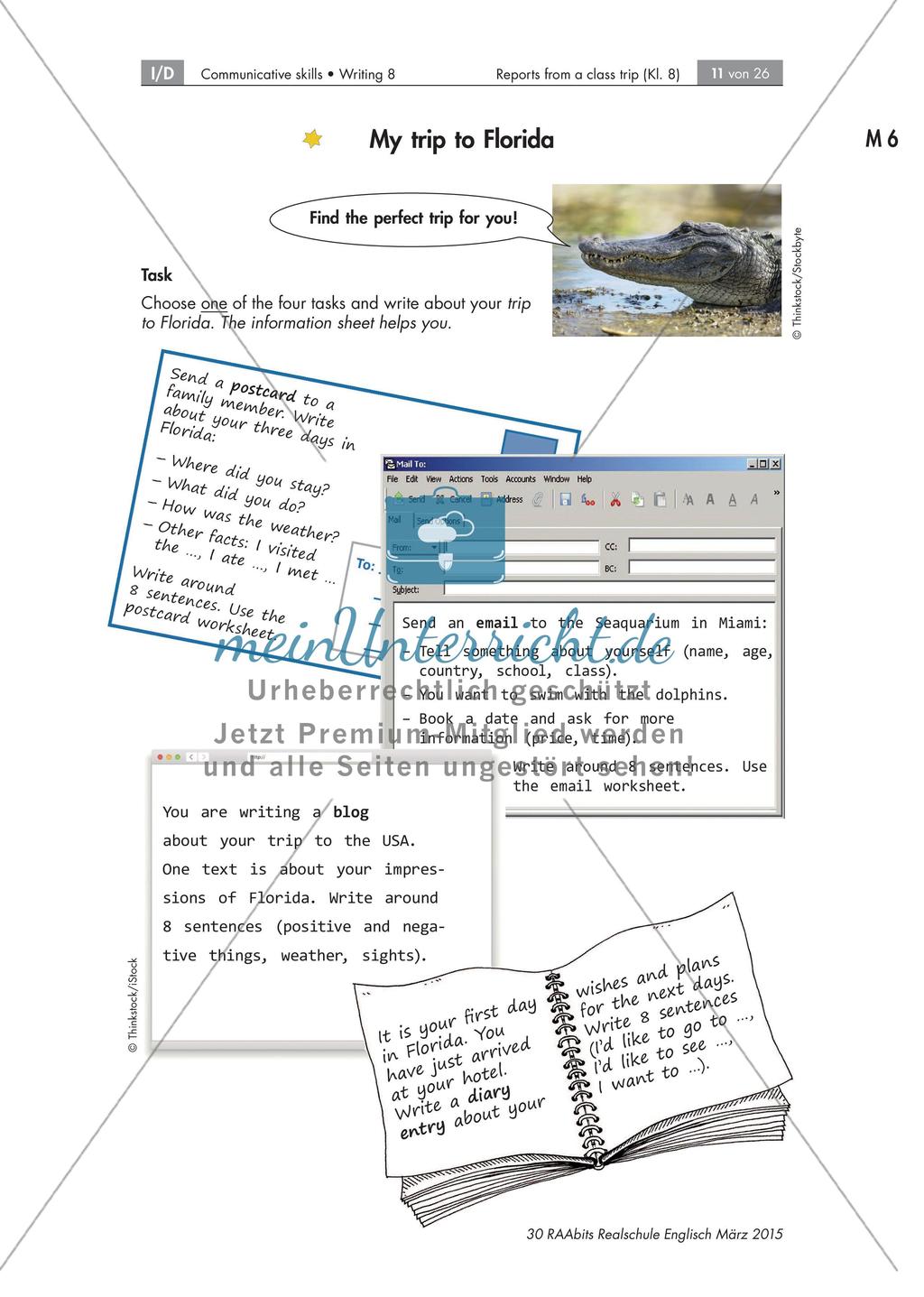 Reports about a class trip to the US - Schreiben formeller und informeller Nachrichten Preview 11