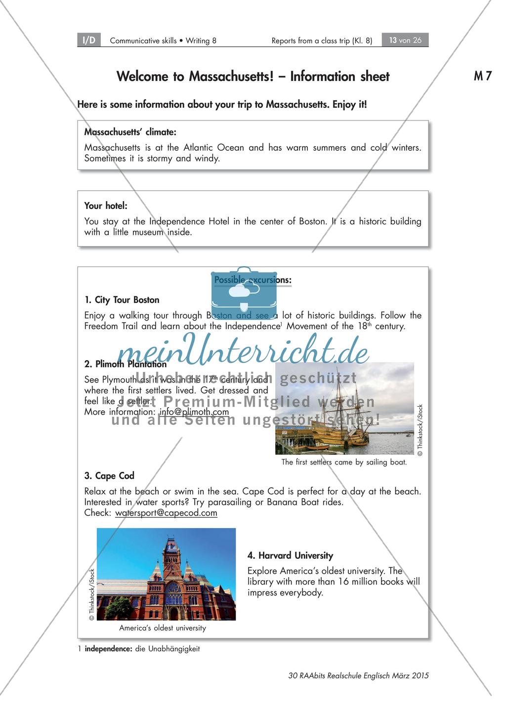 Reports about a class trip to the US - Schreiben formeller und informeller Nachrichten Preview 13