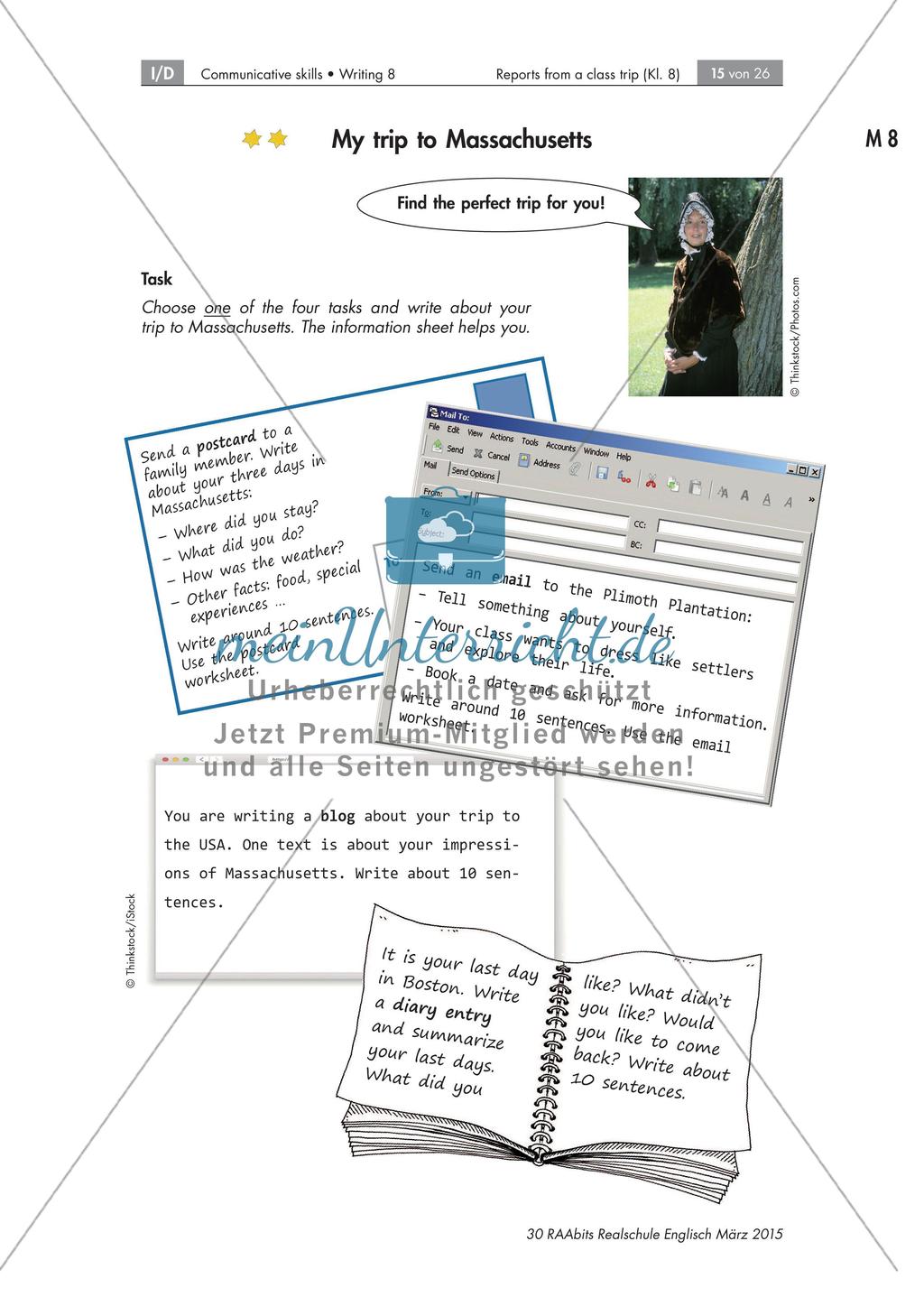 Reports about a class trip to the US - Schreiben formeller und informeller Nachrichten Preview 15