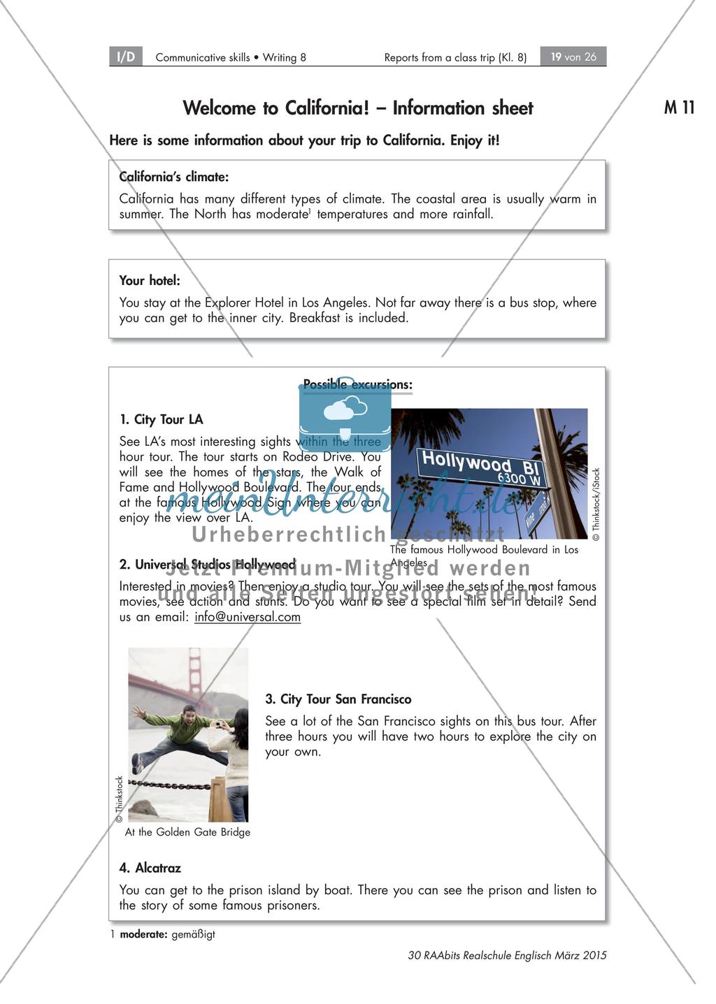 Reports about a class trip to the US - Schreiben formeller und informeller Nachrichten Preview 19