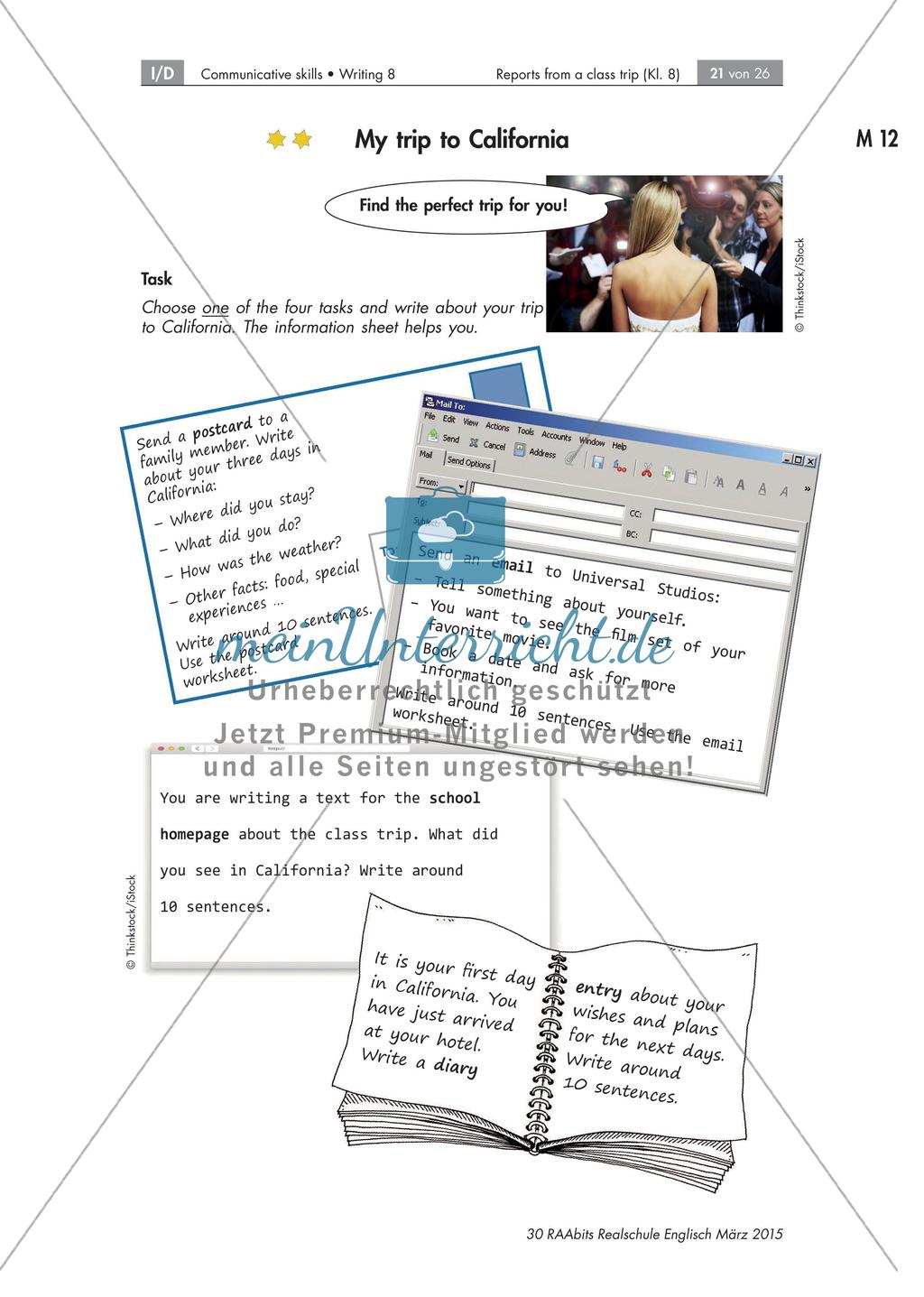 Reports about a class trip to the US - Schreiben formeller und informeller Nachrichten Preview 21