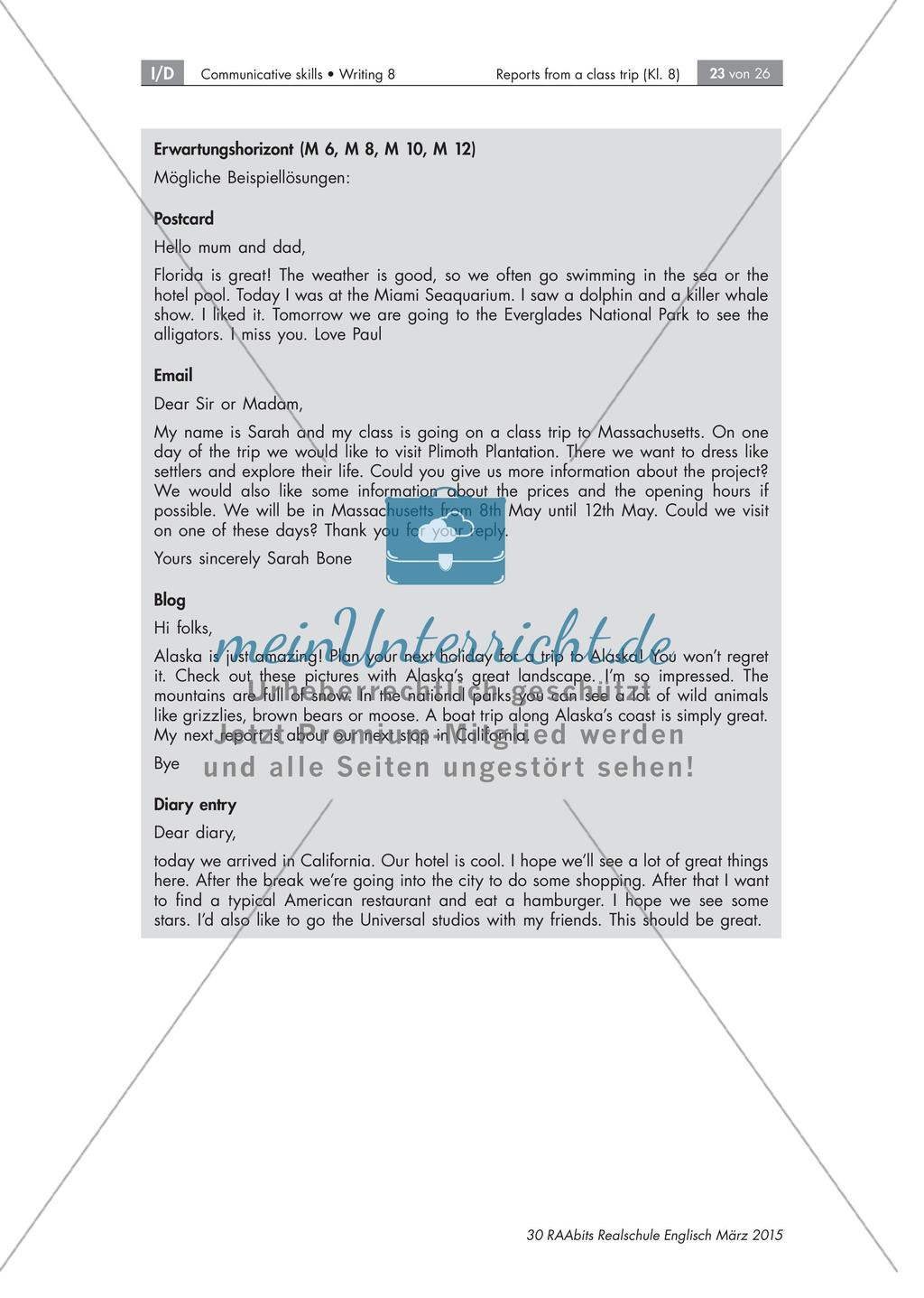 Reports about a class trip to the US - Schreiben formeller und informeller Nachrichten Preview 23