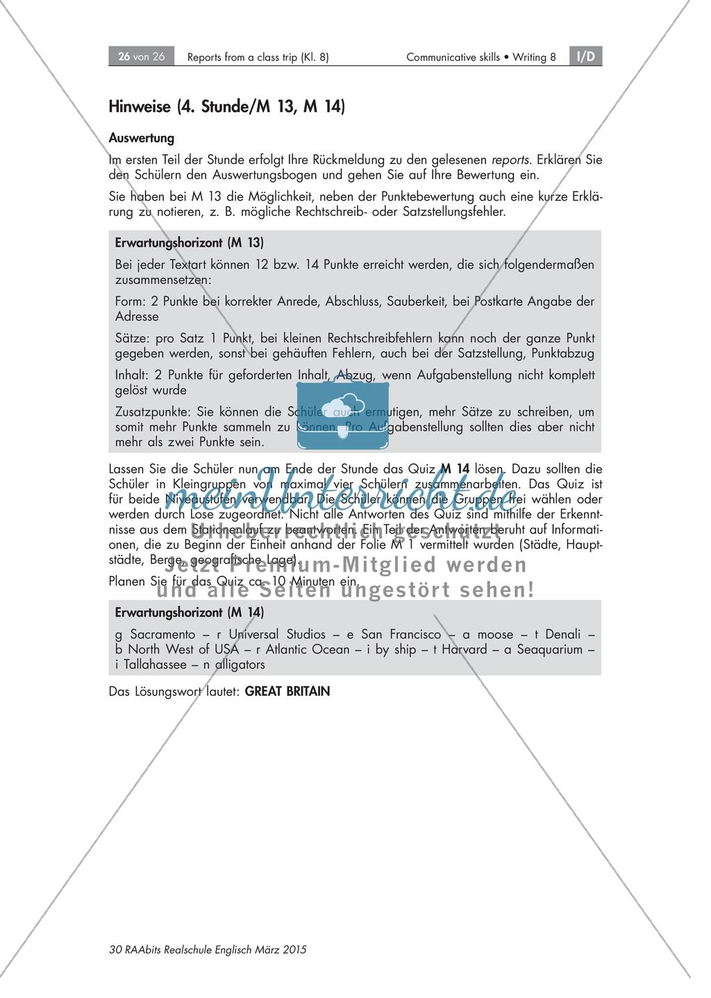 Reports about a class trip to the US - Schreiben formeller und informeller Nachrichten Preview 26