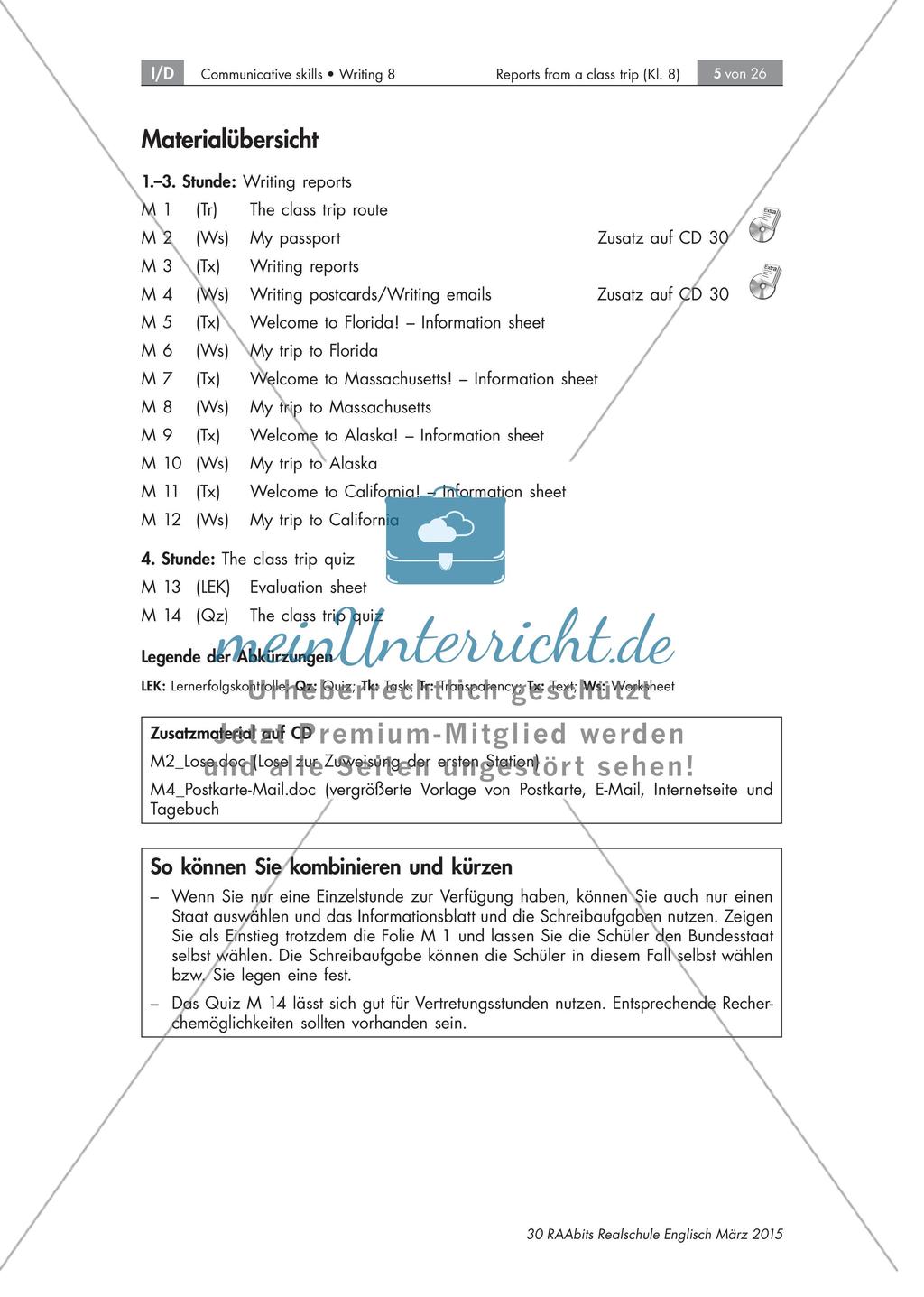 Reports about a class trip to the US - Schreiben formeller und informeller Nachrichten Preview 5