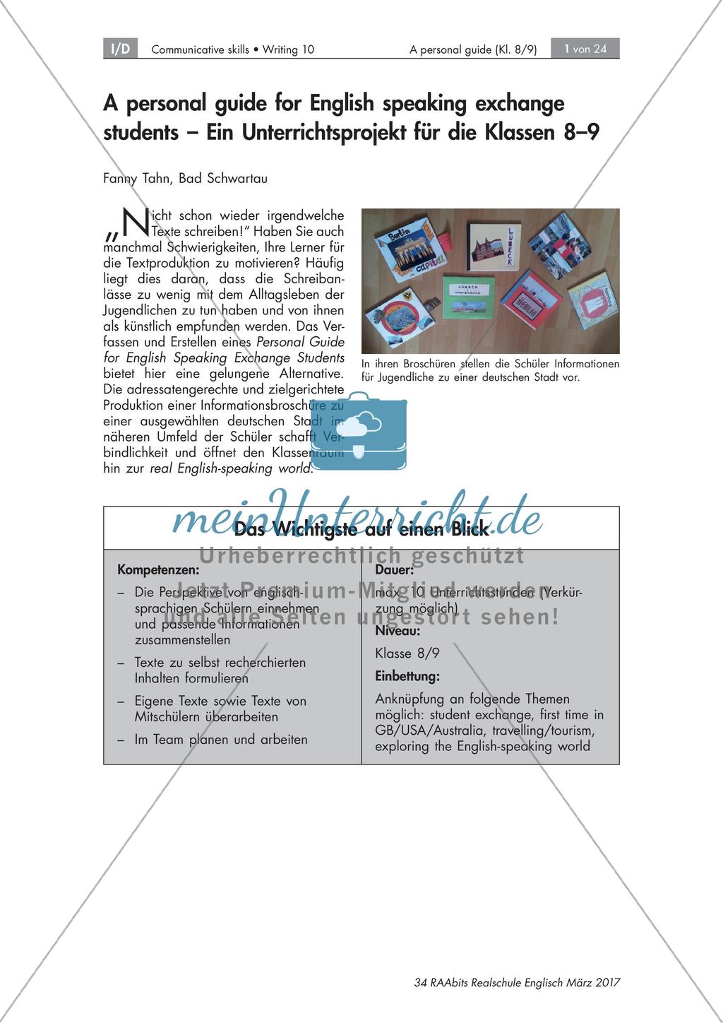 Writing a personal guide for English speaking exchange students Preview 1